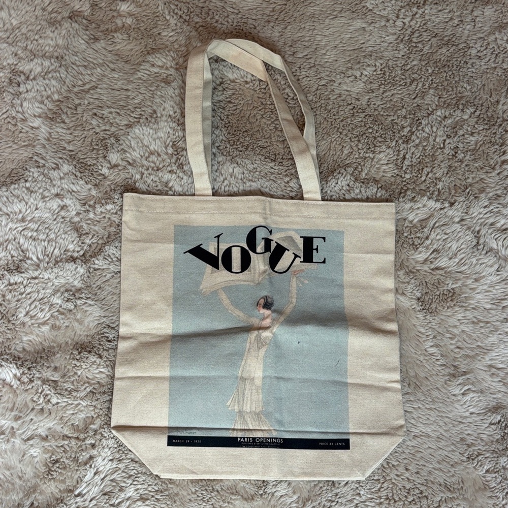 Vogue Beige Graphic Tote Bag